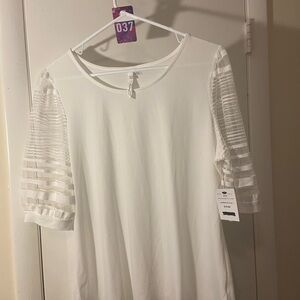 Elegant White Blouse with Sheer Sleeves